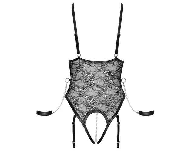 Cottelli Bondage - nyitott body bilinccsel (fekete)