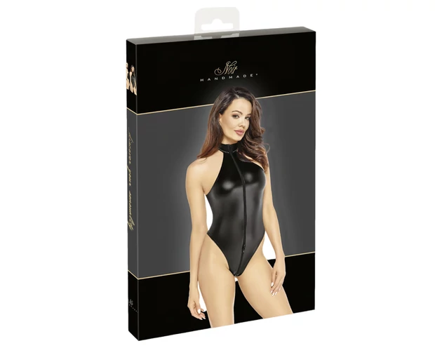 Noir - fényes nyakpántos body (fekete)