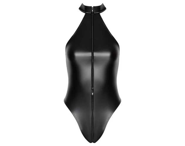 Noir - fényes nyakpántos body (fekete)