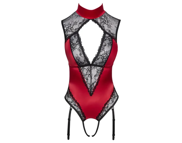 Cottelli - csipkés, nyakpántos body (piros)