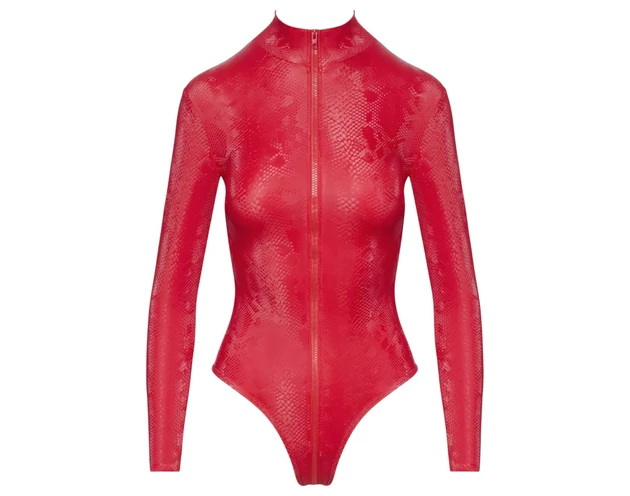 Cottelli - kígyóbőr mintás body (piros)