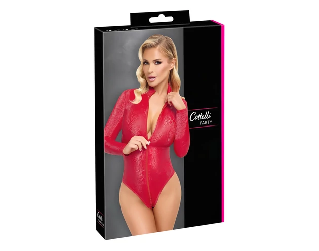 Cottelli - kígyóbőr mintás body (piros)