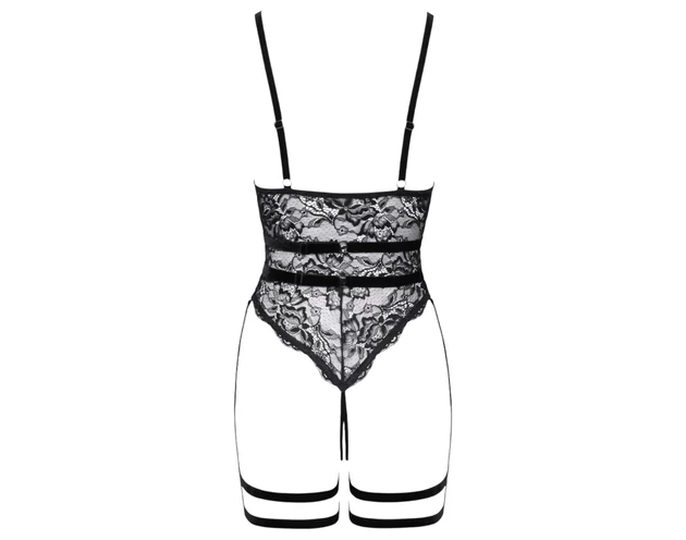 Cottelli - nyitott, pántos szexbody (fekete)