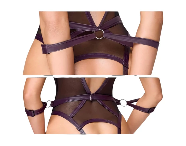 Cottelli Bondage - nyitott body és kar bilincs (fekete)