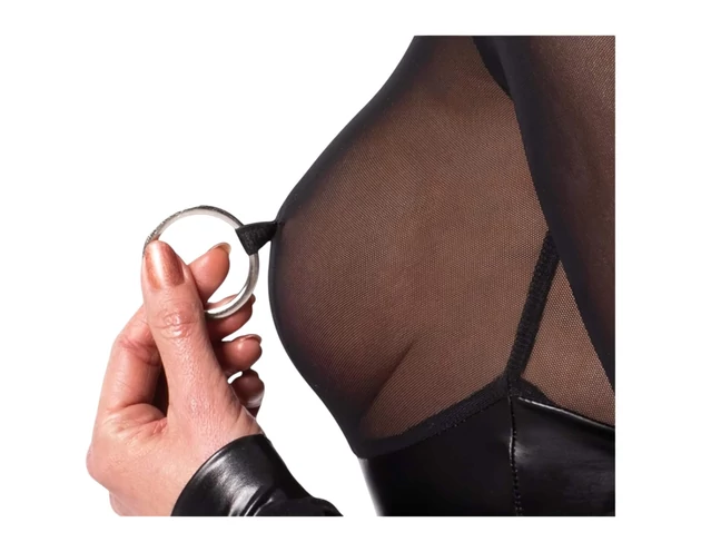 Noir - fényes body átlátszó betéttel (fekete)