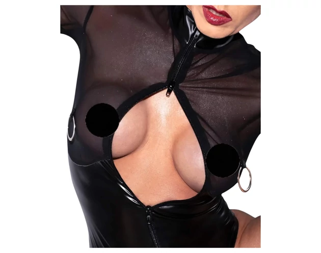 Noir - fényes body átlátszó betéttel (fekete)