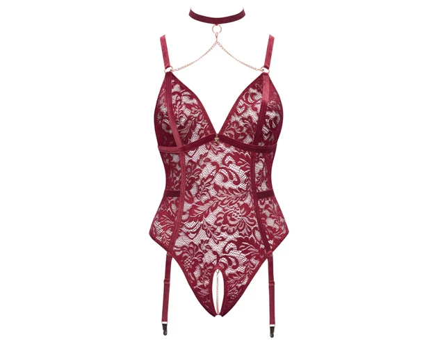 Cottelli Curves - láncos csipke body (piros)