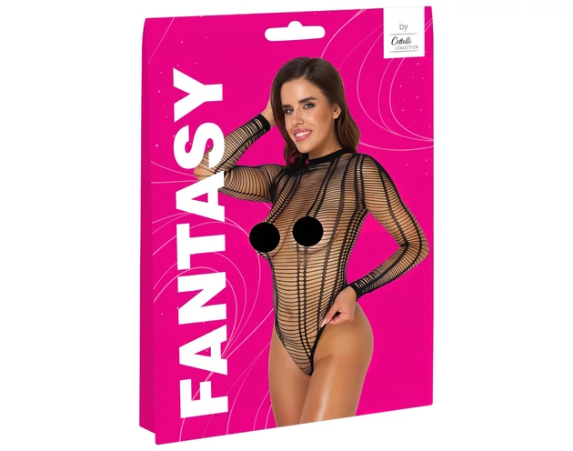 Cottelli - csíkos nyitott body (fekete) - S-L