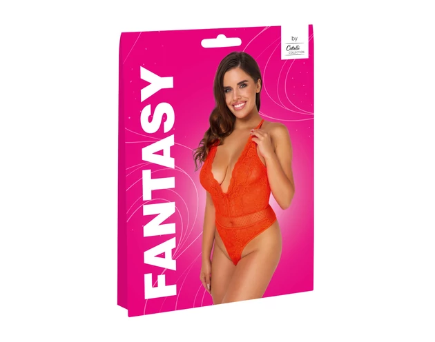 Cottelli - keresztpántos csipke body (piros)