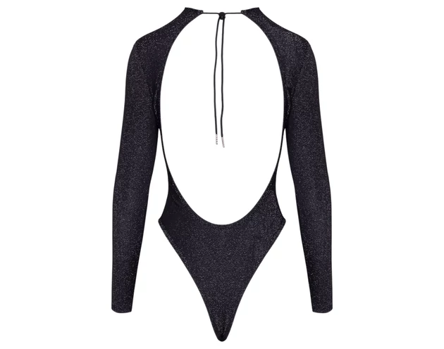 Cottelli - nyitott hátú, csillogós body (fekete)