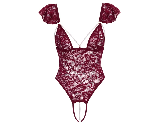 Cottelli - csipkés gyöngyös body (piros)