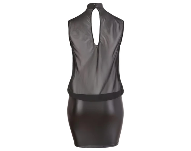 Cottelli Plus Size - fényes chiffon ruha (fekete)