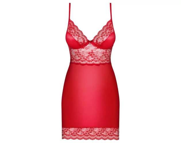 Obsessive Lovica - csipkés hálóing és tanga (piros)