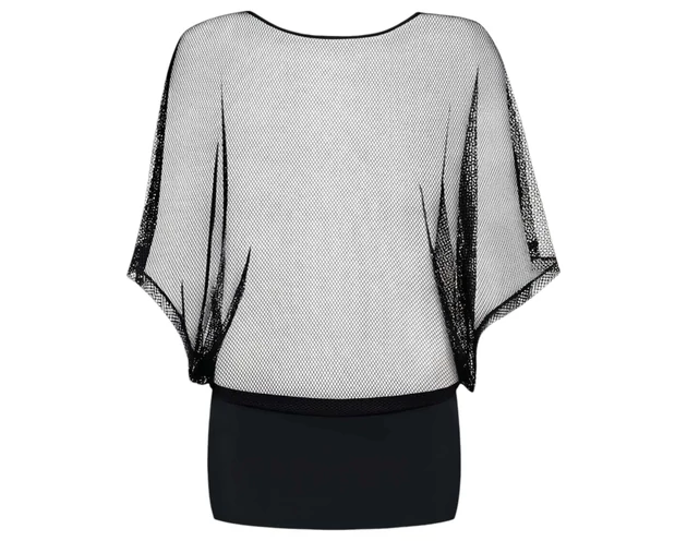 Obsessive Punker - átlátszó miniruha és tanga (fekete)