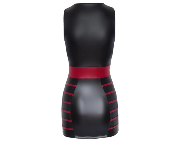 Cottelli Party - csíkos, testre simuló ruha (fekete-vörös)