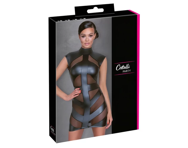 Cottelli - fényes, testre simuló ruha (fekete)