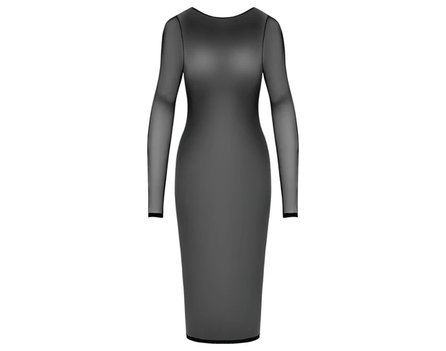 Cottelli Party - áttetsző, cipzáras ruha (fekete)