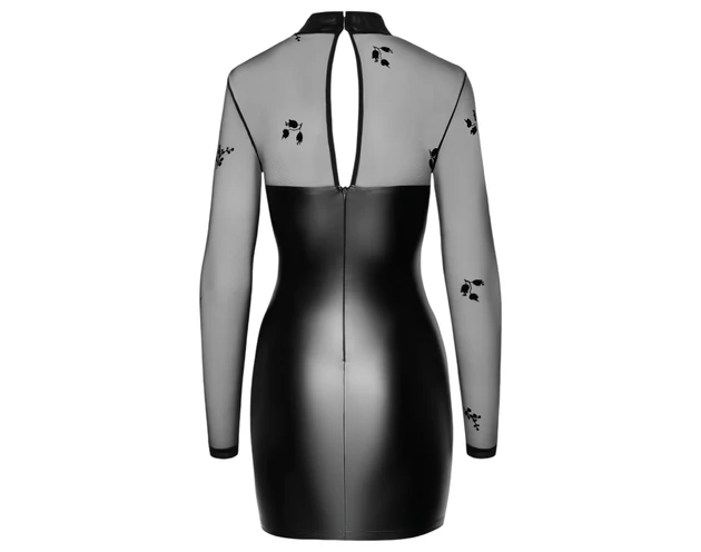 Noir - átlátszó felsős fényes ruha (fekete)