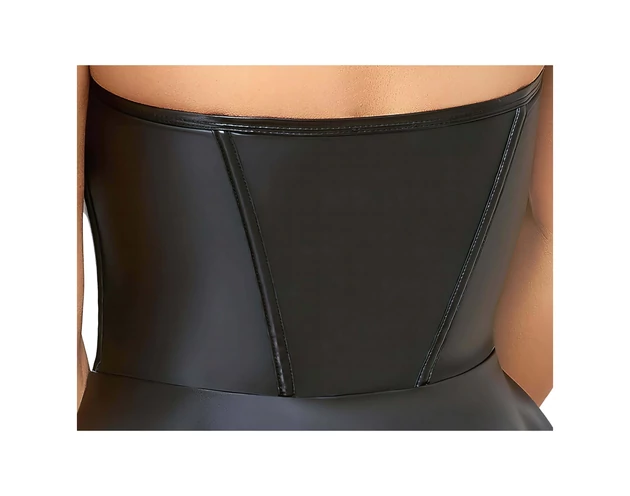 Cottelli - fényes miniruha rakott szoknyával (fekete)