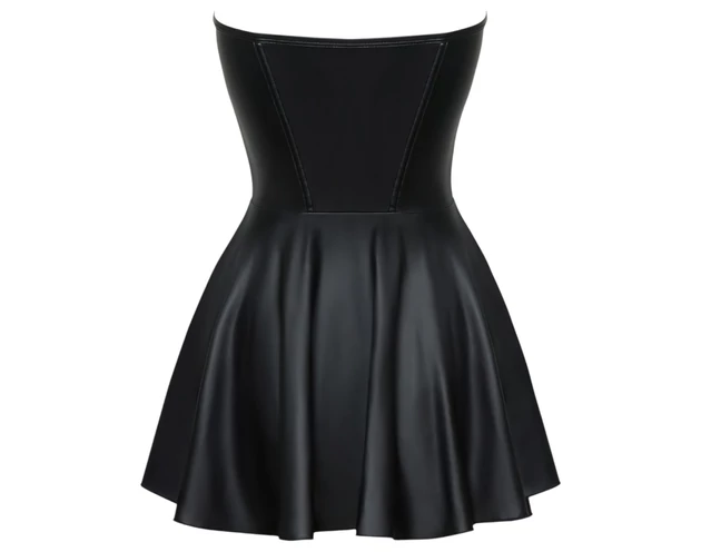 Cottelli - fényes miniruha rakott szoknyával (fekete)