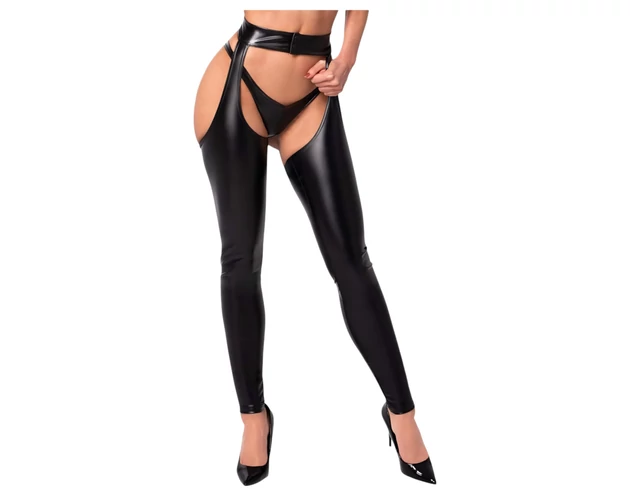 Noir - fényes harisnya - chaps (fekete)