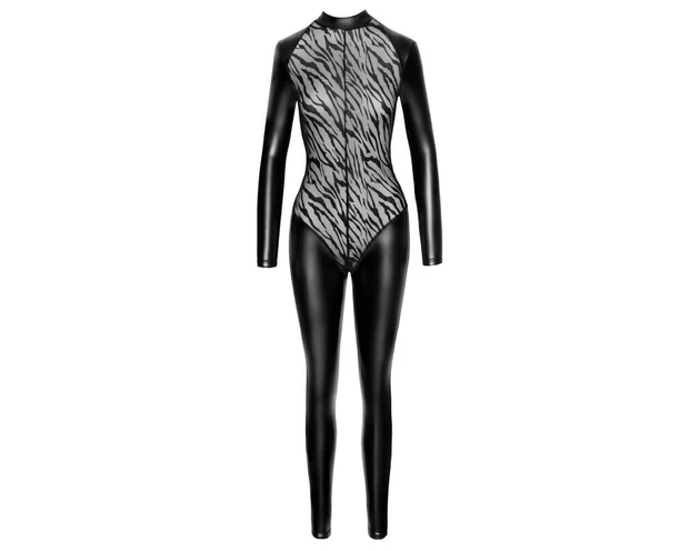 Noir - tigriscsíkos-fényes hosszú overall (fekete)