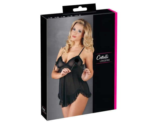 Cottelli - Lenge, fodros babydoll (fekete)