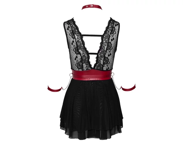 Cottelli Bondage - nyakpántos csipkés babydoll (fekete)