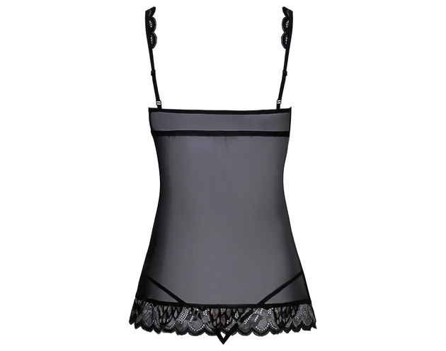 Kissable - nyitott babydoll (fekete)