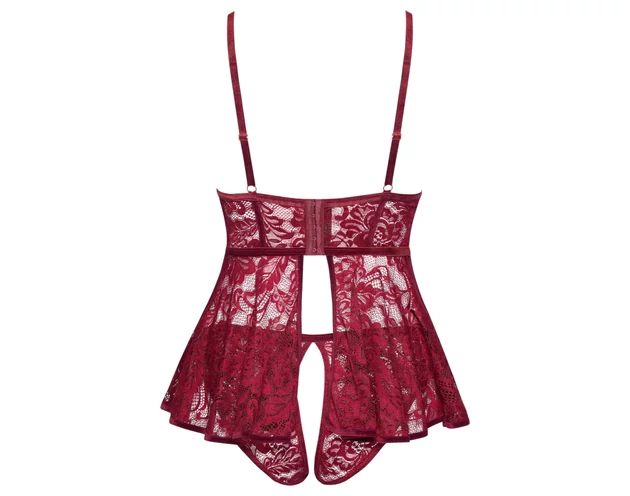 Cottelli Curves - csipkés miniruha szett (piros)