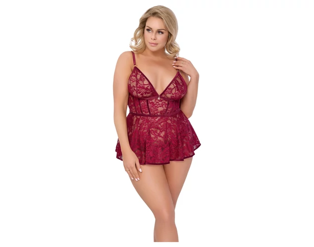Cottelli Curves - csipkés miniruha szett (piros)