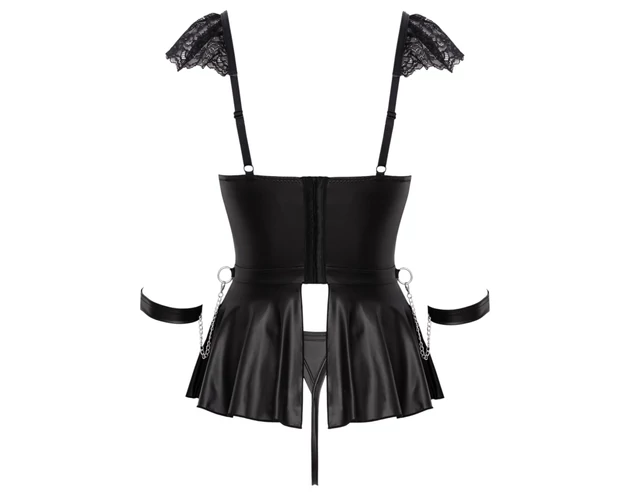 Cottelli Bondage - csipkés miniruha bilincsekkel (fekete)