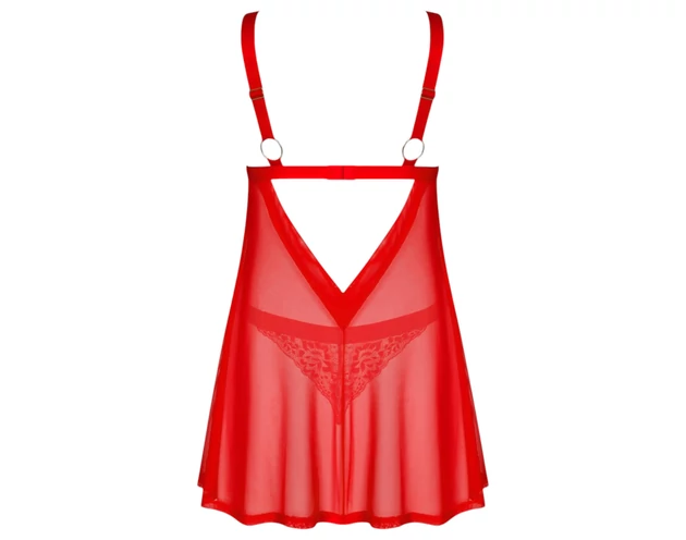Obsessive Elianes - csipkés babydoll szett (piros)