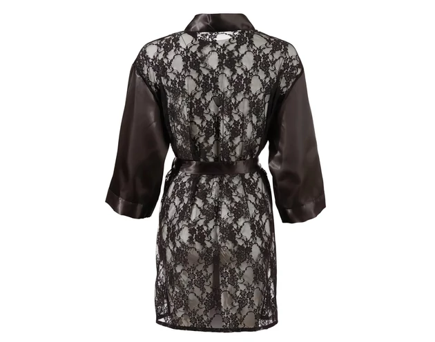 Cottelli - szatén-csipke, rövid köntös (fekete)