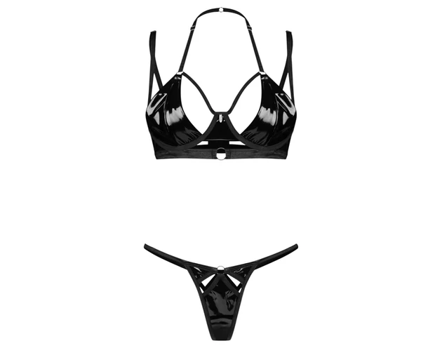 Obsessive Keira Lise - fényes melltartó szett (fekete)