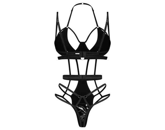 Obsessive Keira - pántos body (fekete)