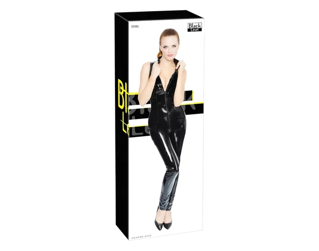 Black Level - fényes cipzáras overál (fekete)