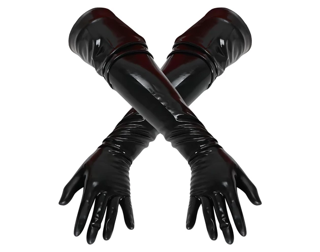 LATEX - hosszú, unisex kesztyű (fekete)