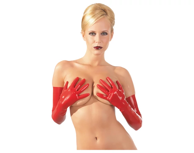 LATEX - hosszú, unisex kesztyű (piros)