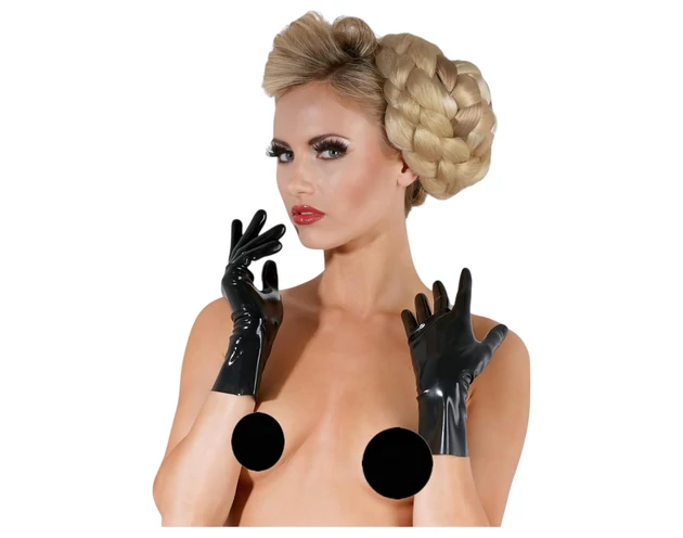 LATEX - rövid, unisex kesztyű (fekete)