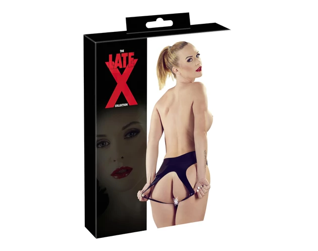 LATEX - végig nyitott női bugyi - fekete (S-L)