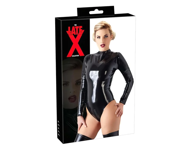 LATEX - hosszúujjú női body (fekete)