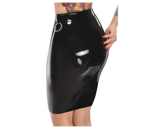 LATEX - latex midiszoknya (fekete)