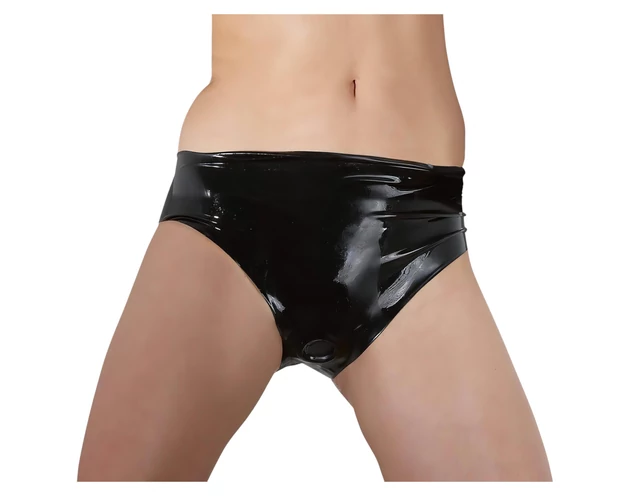 LATEX - női bugyi belső dildóval (fekete)