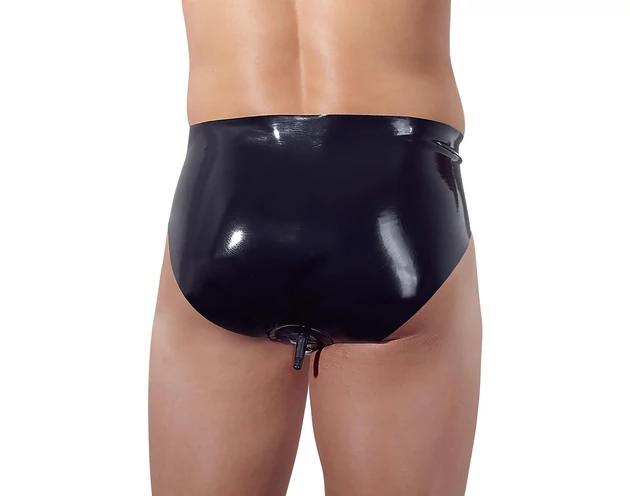 LATEX - férfi alsó belső kúpos anál dildóval (fekete)