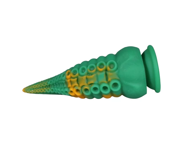 OgazR Octopuss - polipkar dildó - 21 cm (zöld-sárga)
