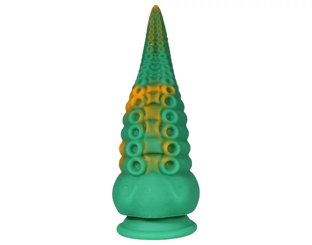 OgazR Octopuss - polipkar dildó - 21 cm (zöld-sárga)
