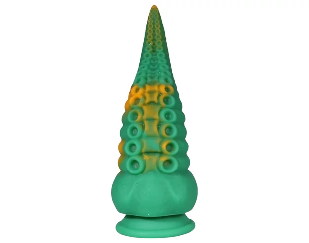 OgazR Octopuss - polipkar dildó - 21 cm (zöld-sárga)