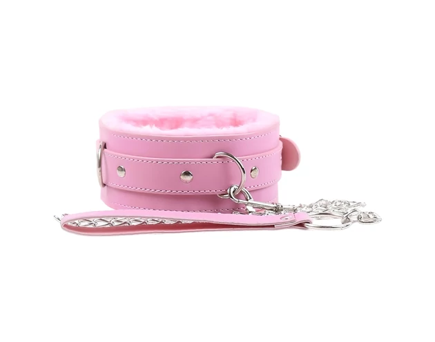 Bélelt BDSM nyakörv és póráz (rózsaszín)