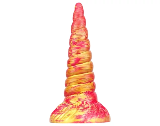 Metallic Anal - szilikon unikornis dildó - 17cm (pink-arany)
